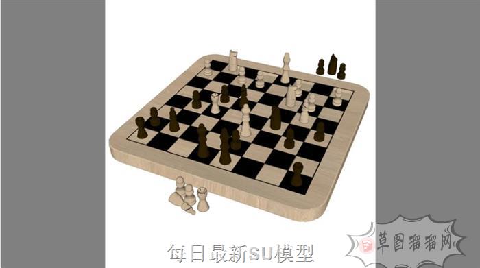 国际象棋棋盘SU模型