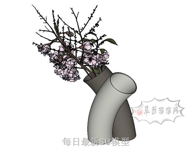 花瓶装饰插花SU模型
