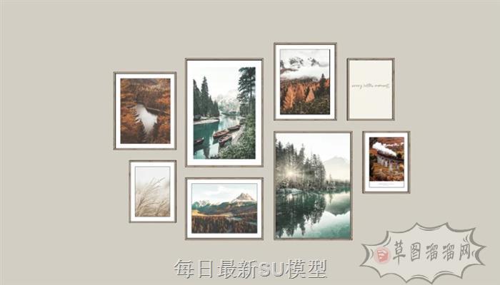 照片墙装饰画SU模型