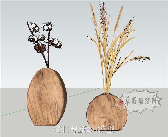 棉花稻谷麦谷SU模型