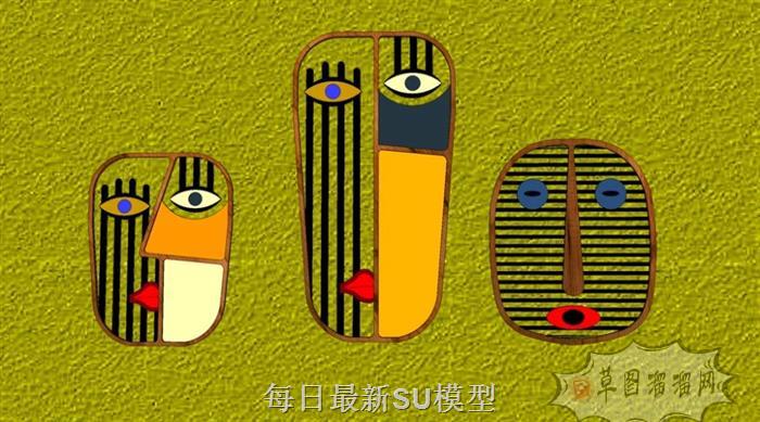 脸谱一家人装饰SU模型