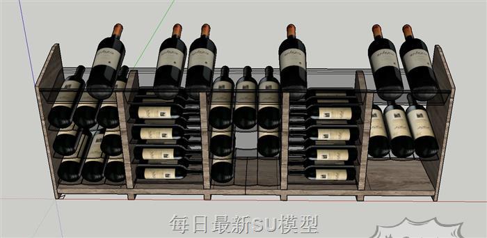 酒架红酒酒瓶SU模型