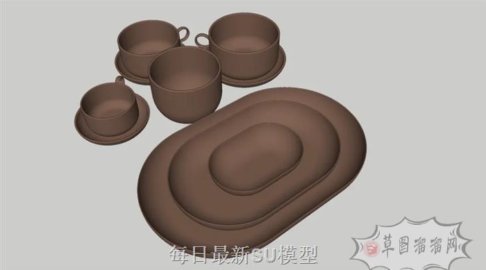 茶杯茶壶茶具SU模型