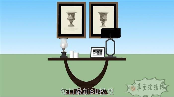 边桌装饰桌蜡烛SU模型