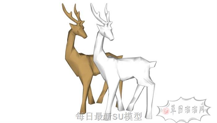 鹿工艺品摆件SU模型