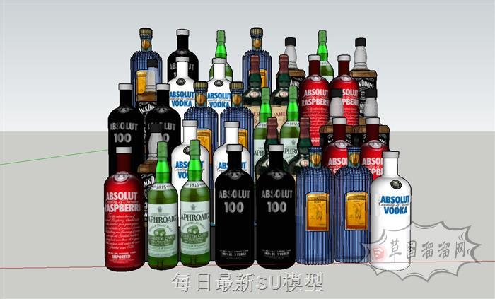 酒瓶装饰摆件SU模型