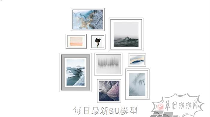 照片墙装饰画SU模型