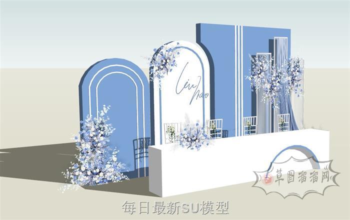 婚庆签到桌签到台SU模型