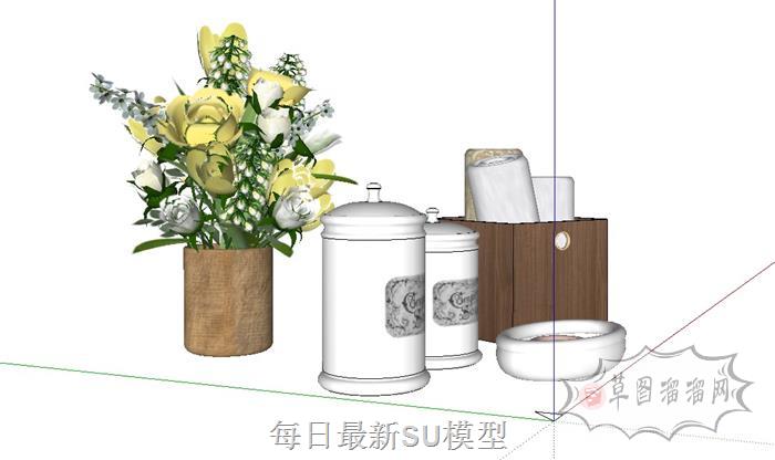 洗漱用品摆件花瓶SU模型