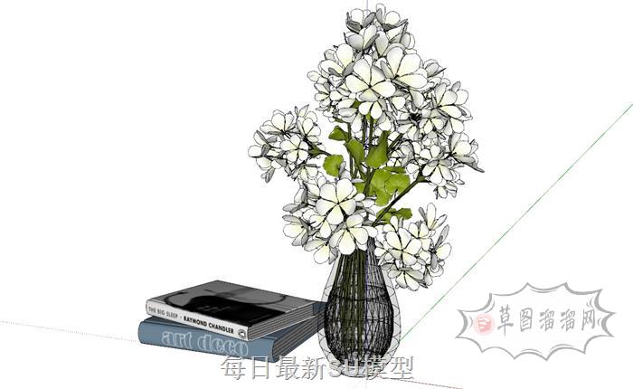 花瓶书本装饰品SU模型