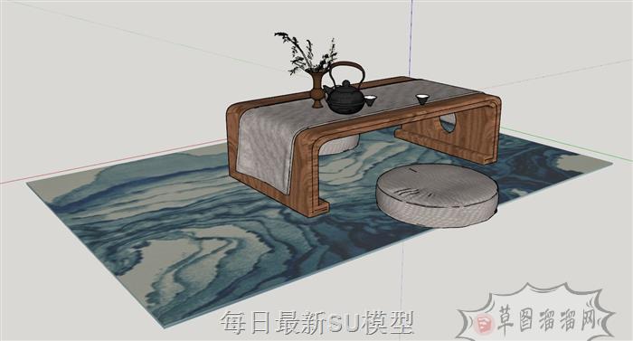 茶桌桌椅装饰品SU模型