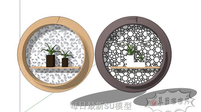 绿植墙植物架墙饰品SU模型