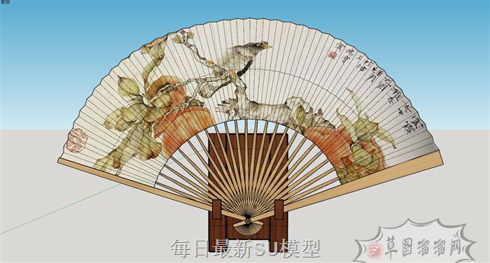 日式纸扇折扇SU模型