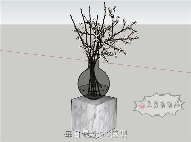 桃花花瓶装饰品SU模型