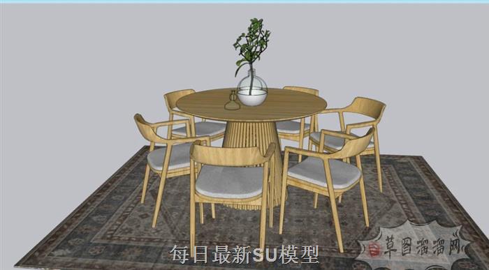 圆形桌椅家具SU模型