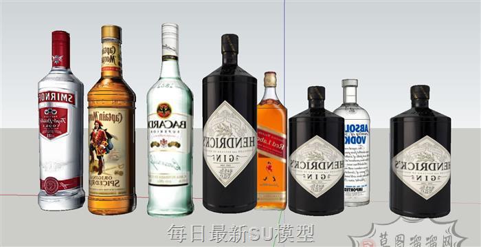 洋酒酒瓶瓶子SU模型