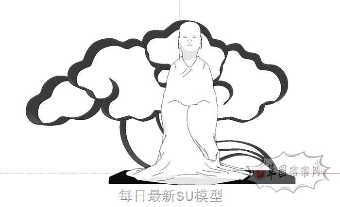 禅意摆件云朵SU模型