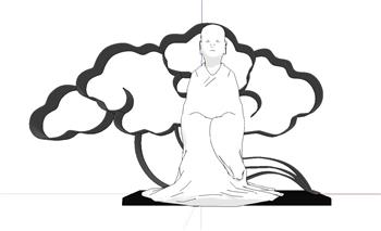 禅意摆件云朵SU模型