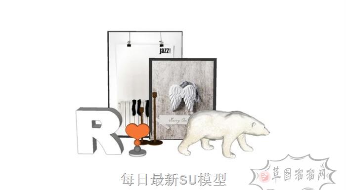 北极熊照片工艺品SU模型