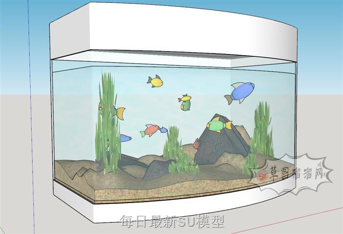 金鱼缸装饰摆件SU模型