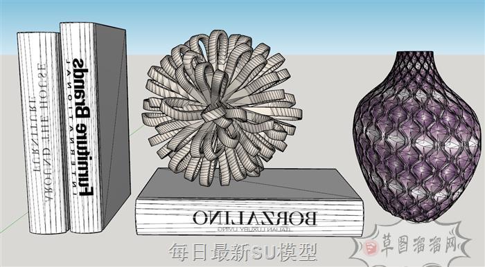 装饰品花瓶书本SU模型