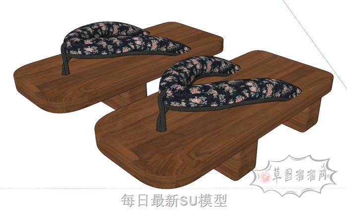 日式木屐板鞋SU模型