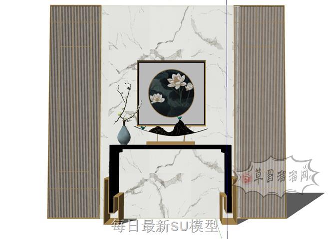 中式瑞景台装饰桌SU模型