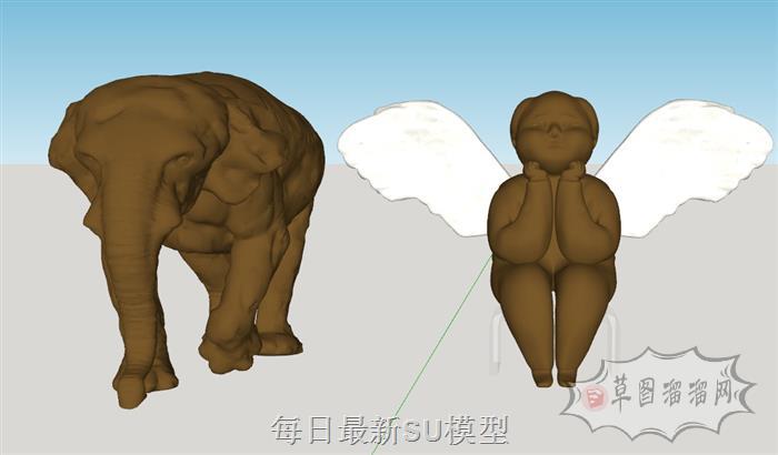 天使大象工艺品SU模型
