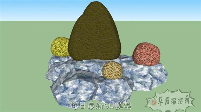 彩石装饰品石头SU模型