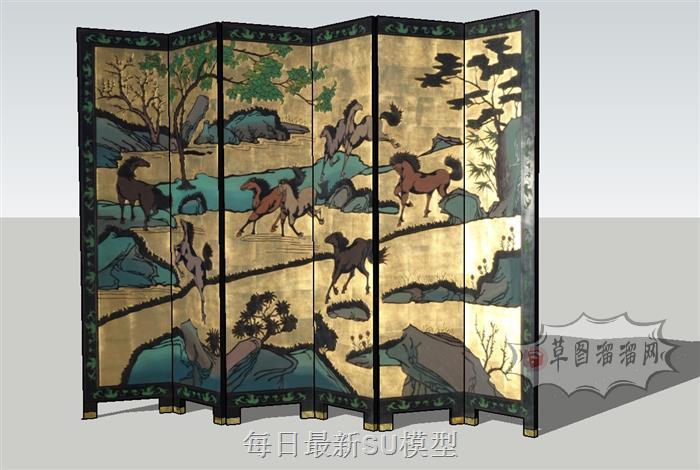 隔断屏风SU模型