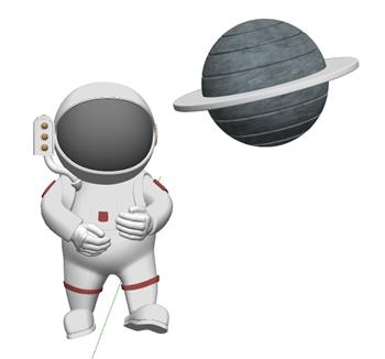 太空人星球摆件SU模型