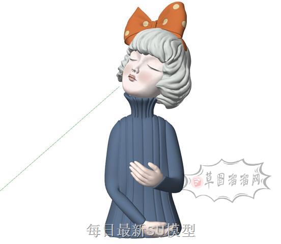 女人花瓶摆件SU模型