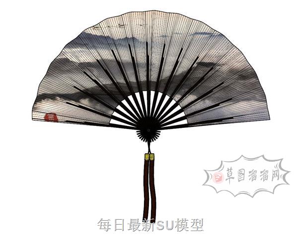 折扇扇子SU模型