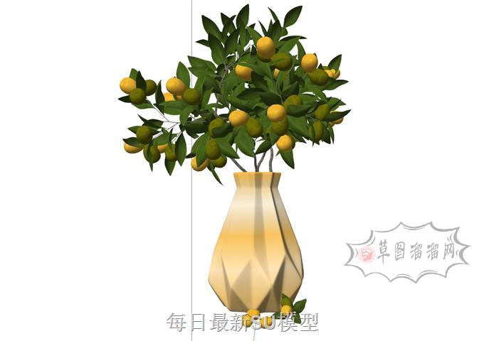 金桔插花花瓶SU模型