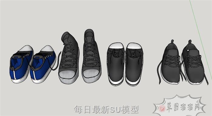 帆布鞋男鞋鞋子SU模型
