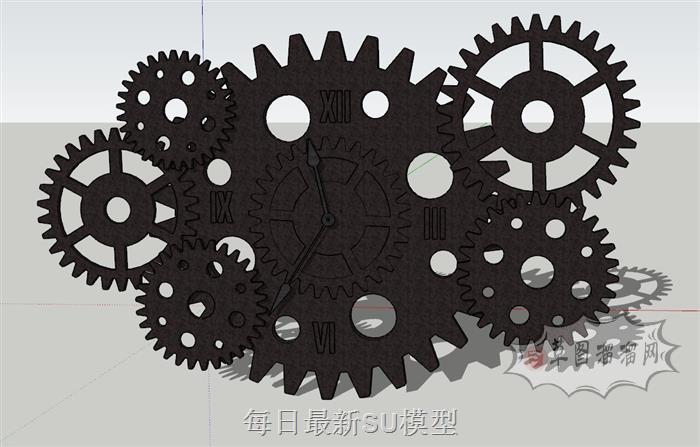 齿轮装饰墙饰SU模型