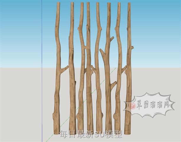 木头装饰隔断SU模型