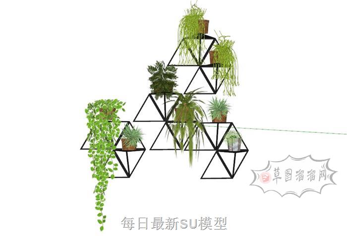 墙饰装饰架植物架SU模型