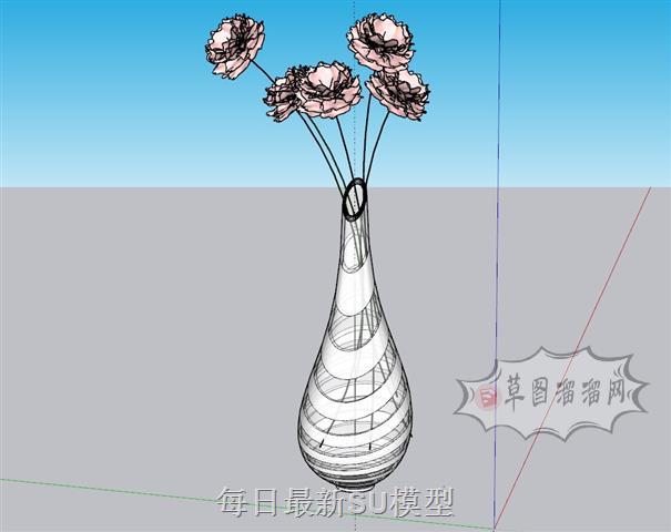 花瓶插花SU模型