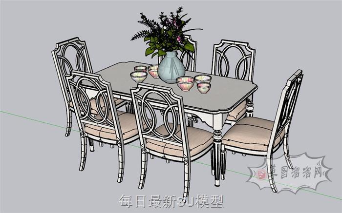 餐桌椅花瓶SU模型