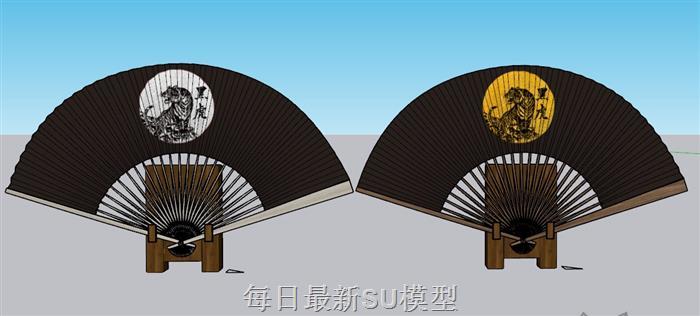 装饰折扇扇子SU模型