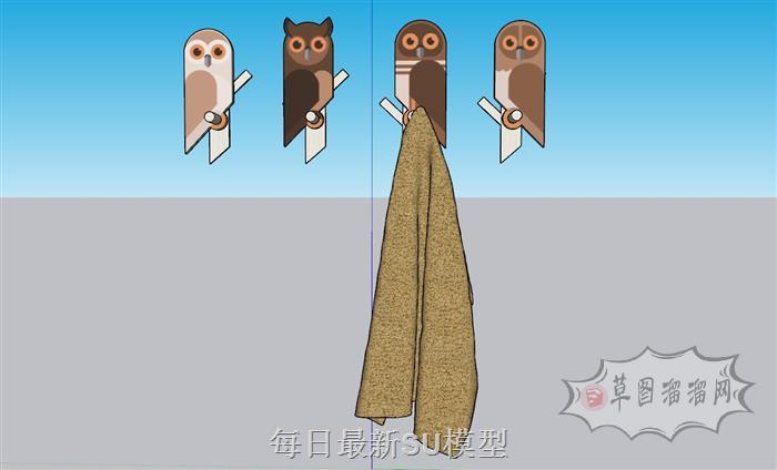 挂钩毛巾钩SU模型
