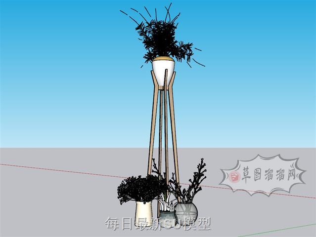 室内花盆装饰SU模型