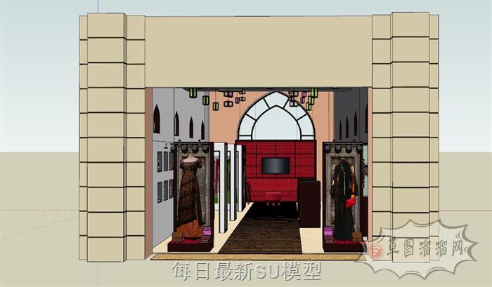 服装店展示架商品SU模型