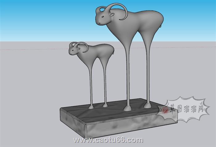山羊工艺品摆件SU模型