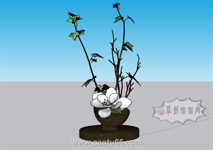 花瓶装饰插花SU模型
