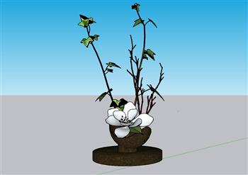 花瓶装饰插花SU模型