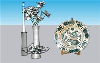 盘子花瓶SU模型