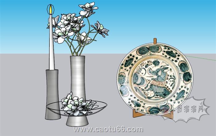盘子花瓶SU模型