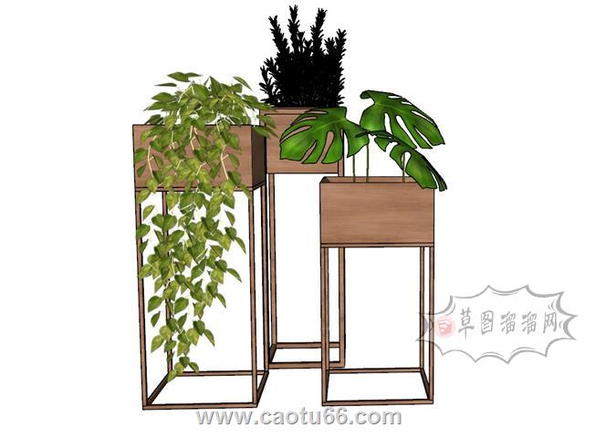 摆件花架花盆SU模型